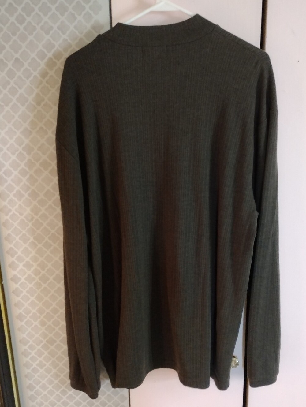 Claiborne Ribbed Olive Green Mock Neck Sweater